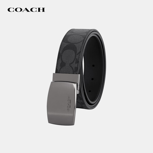 蔻驰（COACH）腰带皮质经典商务皮带双面礼盒装男士礼物 【窄版 黑灰老花针扣】CY983 QBM