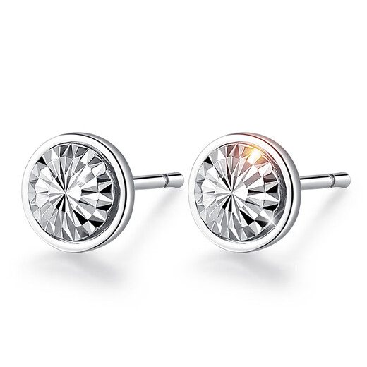 MZMZPT950 platinum earrings for men, simple, fashionable, shiny, bright car flower round earrings, platinum earrings for boyfriend, a pair of earrings