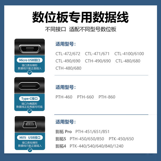 Wacom原装数位板 CTL47147267241006100 660 860 USB数据线手绘板 CTL-472/471/672/671/4100/ 0x0cm