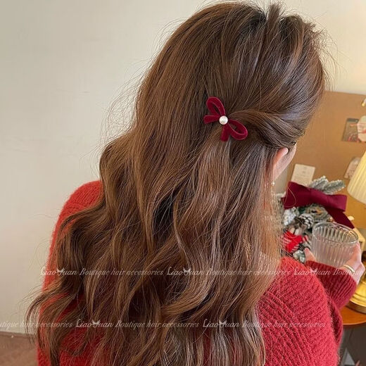 Bow hairpin headdress cute small broken hair bangs clip forehead duckbill clip autumn and winter black 2 pieces