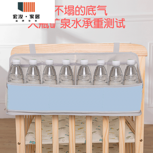 婴儿床收纳袋挂袋床头尿布收纳床边置物袋尿片袋多功能储物置物架 蓝色
