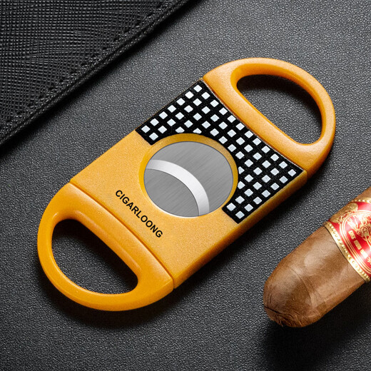 Kelong cigar smoking set of four sharp cigar cutters sharp cigar drill ceramic ashtray set CLT-23HG1 yellow four-piece set