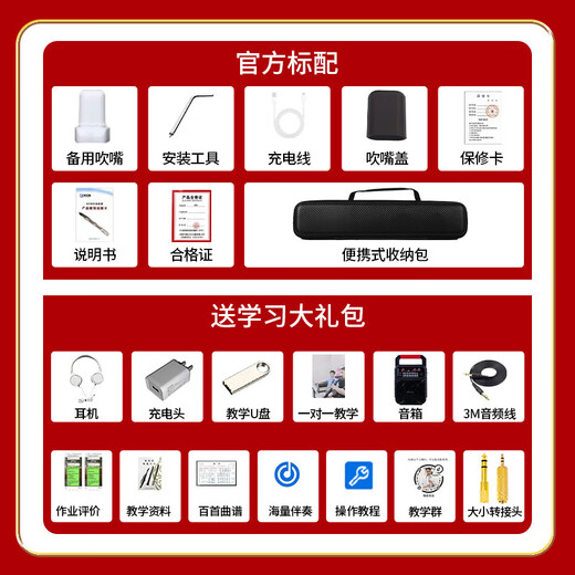 新锐XR3000电吹管初学者中老年乐器大全国产电子萨克斯电子管电笛笛子 墨绿色标配+音箱+大礼包