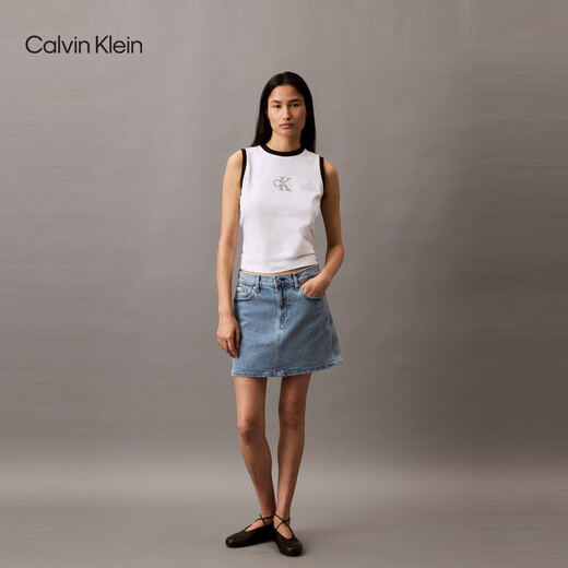 Calvin Kleinjeans 25 Frühlings- und Sommer Neue Frauen trendy Retro CK Sexy heißes Mädchen Hellblau Denim Rock 47b738g