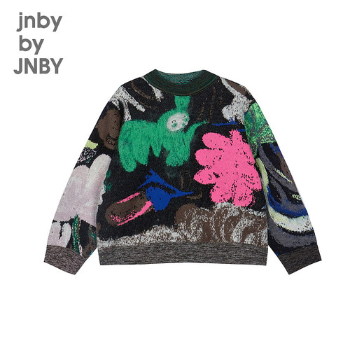 jnby by JNBY江南布衣童装绵羊毛长袖套头毛衣OVERSIZE春男女童儿童1O1311890 090/黑色系多彩混杂色 130 cm