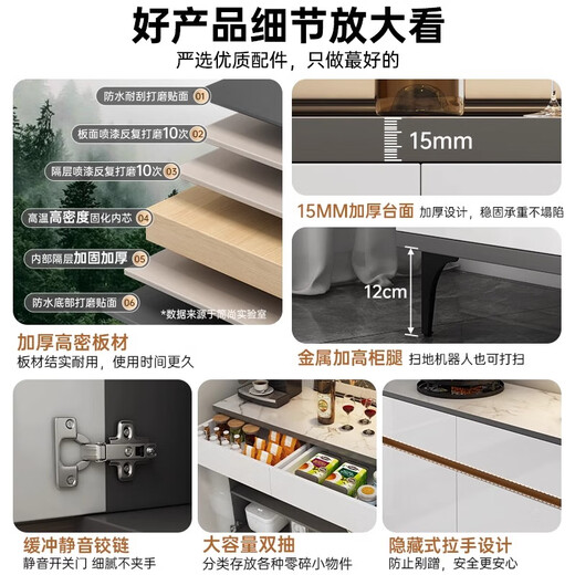 Yijiamu leichter Luxus-Sideboard-Schrank, Wohnzimmer-Wandschrank, multifunktionaler Lagerschrank, moderner, einfacher Teeschrank, Weinschrank, Luxus, verbreitert, drei Türen und zwei Schubladen, 90 x 40 x 88 cm, Tür-zu-Tür-Installation