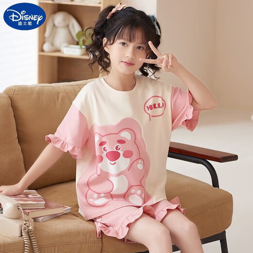 迪士尼（Disney）甜美可爱女童家居服套装优质棉少女款夏季短袖短裤甜美睡衣女孩 687莫代尔 155 大童M码 建议身高155-160CM