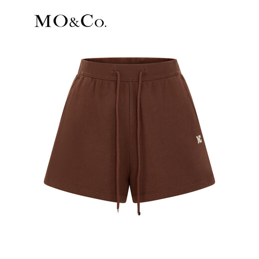 MO&Co. Sweatpants Spring American Sports Style Drawstring Elastic High Waist MC Embroidered Cotton Shorts Casual Pants Moanke Dark Brown S 160
