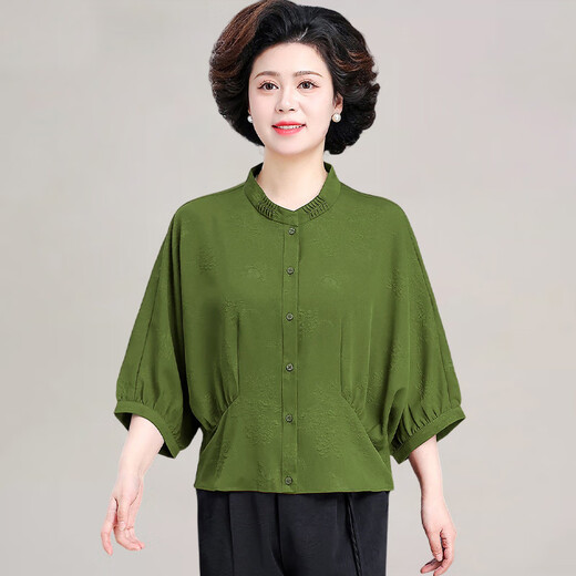 Suisse de printemps mère de Ziweiqi 70% à manches lâches Top 2025 Nouvelle chemise de tempérament de costume d'été pour femmes d'âge moyen et âgé de l'âge moyen 6627 Orange Single Top 2xl [suggéré 105-120jin [Jin est égal à environ 0,5 kg]]]