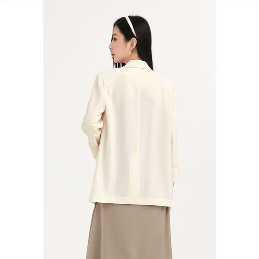 S EIFINI shopping mall same style double-breasted lapel suit 2024 spring new style high-end jacket 3F3210771 cream yellow S 155/80A