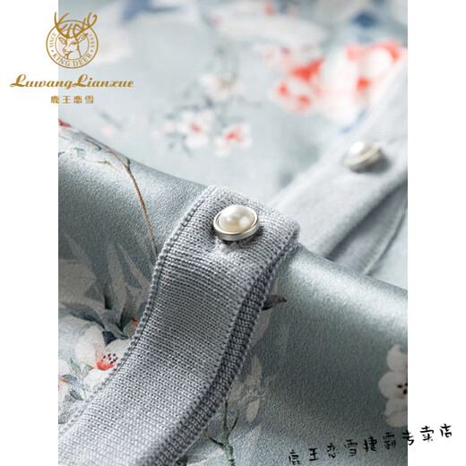 鹿王恋雪妈妈装真丝短外套女春夏薄复古印花上衣中老年拼接桑蚕丝针织开衫 6626橘红 L 80-115斤