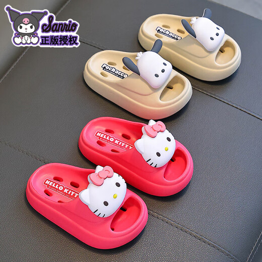 Kuromi children's sandals, girls' summer cartoon, cute non-slip indoor bathing soft-soled slippers, baby slippers, melon red Melody (upgraded environmentally friendly material) 12 190 (shoe inner length 19CM, suitable for feet 18CM)