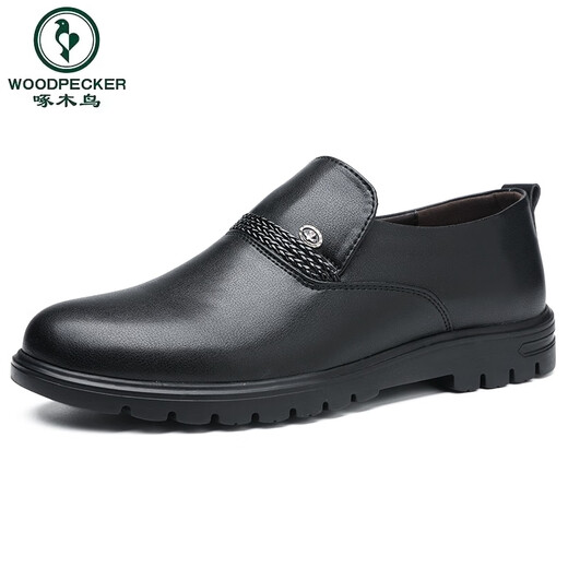 
Woodpecker men's leather shoes genuine leather spring and summer black soft leather breathable extra large size 45 formal wear 46 business 47 casual 48 soft sole 9901 black [four seasons] 49