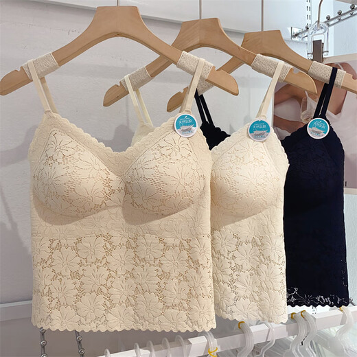 Mrs. Yuan wear-free bra without marks, thin cup, three-dimensional lace hook-flowered bra, suspender, integrated base underwear latex pad, milky white (6167 long style) one size (recommended 90-125 Jin [Jin equals 0.5 kg])