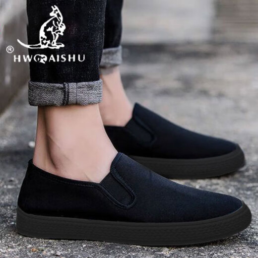Chaussures paresseuses polyvalentes en une seule-pièce Pékin chaussures en tissu Spring and Summer Chaussures pour hommes Summer Bustable Touvas Chaussures en tissu masculin décontractées [Black-G613] Single couche généreuse et décente 43 durable