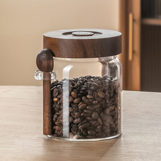 Genasi coffee bean powder special glass sealed jar high-value automatic exhaust storage jar food-grade tea jar with spoon bottle