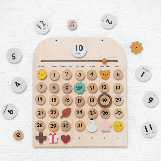 INS Windkinder Magnetische Zeit Kalender Monat Kalender kognitiver Spielzeug Anhänger Ornamente Digitales Holzspielhaus Spielzeug vier Jahreszeiten Wetter