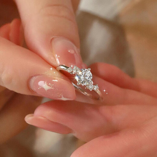 MZMZ platinum ring for women PT950, begging for engagement, fashionable diamond ring, Valentine's Day birthday gift for girlfriend and wife, local warehouse/next day delivery - light luxury Xiaoxinghe live diamond ring for women, hot product