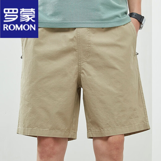 罗蒙（ROMON）纯棉短裤男夏季新款薄款中裤大码宽松休闲百搭宽松透气五分裤男 短裤9224深蓝 XL 建议135-150斤 100%纯棉