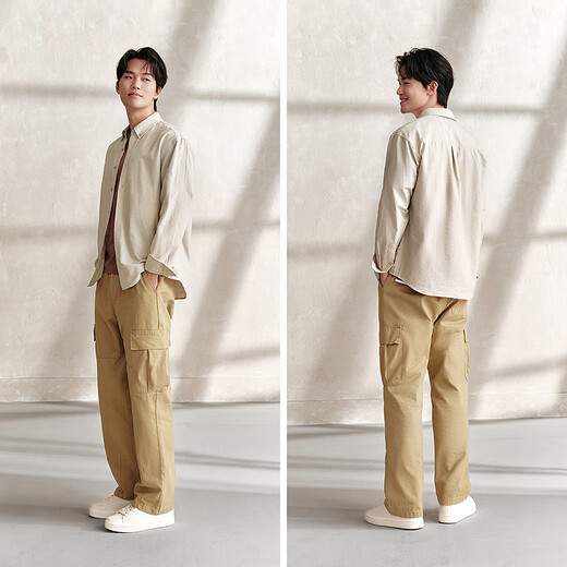 森马（Semir）长袖衬衫男纯棉上班通勤纯色百搭秋装经典翻领上衣101524105105