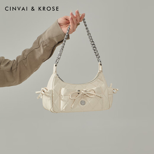
CINVAI/KROSE official website small c/k bag women's 2025 crossbody bag small fragrant chain shoulder bag women's bag birthday gift women cream white - practical gift for mother's day gift