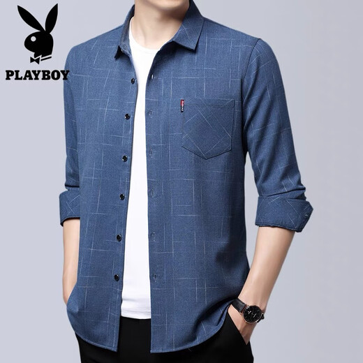 
Playboy (PLAYBOY) Middle-aged Spring and Autumn Long Sleeve Pure Cotton Men's Plaid Shirt Business Casual No-Iron and Fleece Thickened Shirt 6627 Top Green Long Sleeve M 165-[95-120Jin[Jin equals 0.5 kg]]