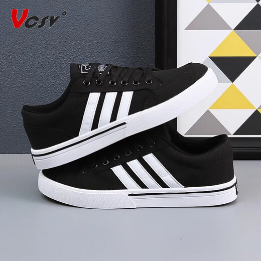 VCSV Light Luxury Board Chaussures Chaussures masculines 2025 Été Nouveau tissu respirant Chaussures pour hommes Chaussures décontractées pour hommes Chaussures en toile Men Black - Chaussures masculines haut de gamme 41