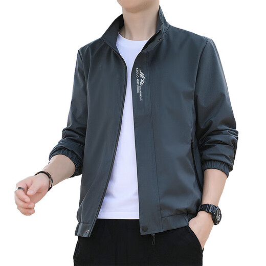 Romon Frühlingsdünne Ständerkragenjacke Herren lässige Jacke Trendy Kurzer Trench Coat Herren-Langarm-Strickjacke Top Jacke 686 [Schwarz] M [Vorgeschlagen 80-95jin [Jin gleich 0,5 kg]]