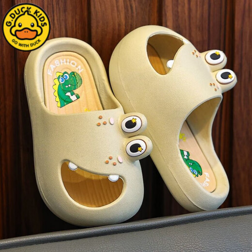 G.duck Little Yellow Duck Boy Dinosaur Summer Children's Slippers Home Baotou Indoor Non-slip Super Soft Baby Boy Cartoon Sandals Little Yellow Duck Dinosaur/Green Size 32-33 Foot Length 19-19.5 Wear