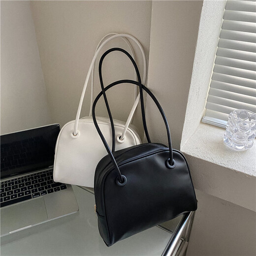 Fengxi Cross-Border Bord Trendy Underarm Sac Texture Shell Sac 2025 Nouveau sac pour femmes de mode rétro polyvalente Ins un épaule noir