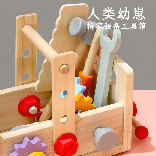 承琉儿童木制拆装螺丝螺母手提工具箱操作台仿真拼装过家家益智玩具 木制仿真电钻螺丝工具箱21件套