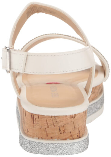 Steve Madden Girls' Trista Wedge Sandal, White, 4 Olds White 4 Olds