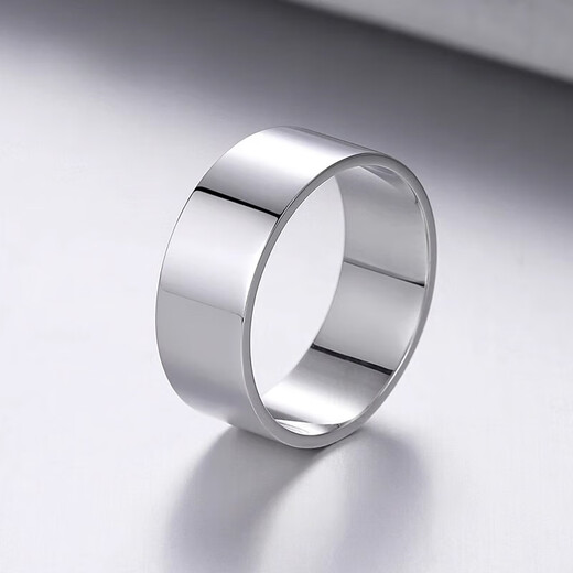 Fiber bundle (QIANSHU) PT950 smooth plain ring platinum ring minimalist ins style platinum wide face simple men's ring trendy boyfriend platinum size 14 weight 9.9-10.1g