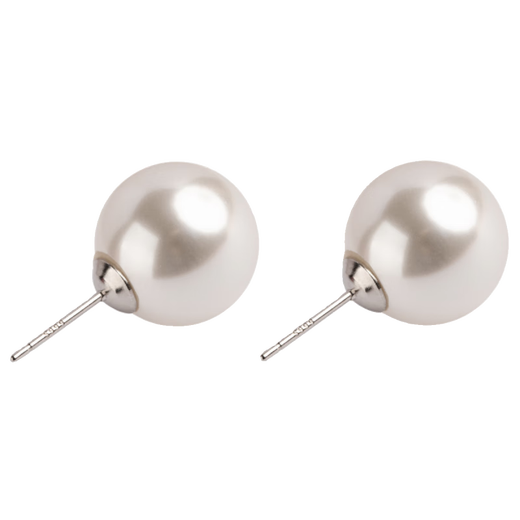 Fat Donglai Chinese Valentine's Day gift 999 sterling silver pearl earrings for women large pearl earrings for women French pearl earrings 2025 new style 999 silver needle pearl style 10MM (price for two)