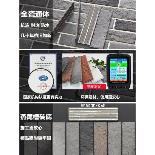 XMSJ外墙砖青砖片古典中式古建仿古文化砖灰色内墙别墅外墙瓷砖 12801(30片一箱)不 120x240mm