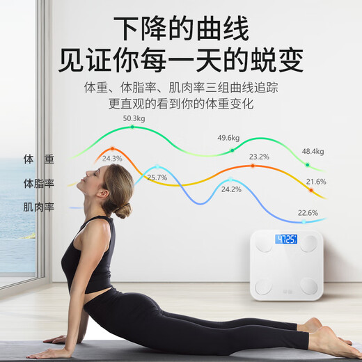 Weight scales for household small electronic scales accurate charging of human body scales for home body fat scales high-precision weighing meter 3524 body fat scales - piano black battery
