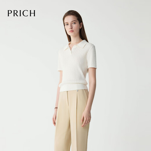 PRICH MADEDY SHITEREDED CORK POLO SWEATER 2025 Летний новый свободный топ-свитер для женщин 15 серых с.