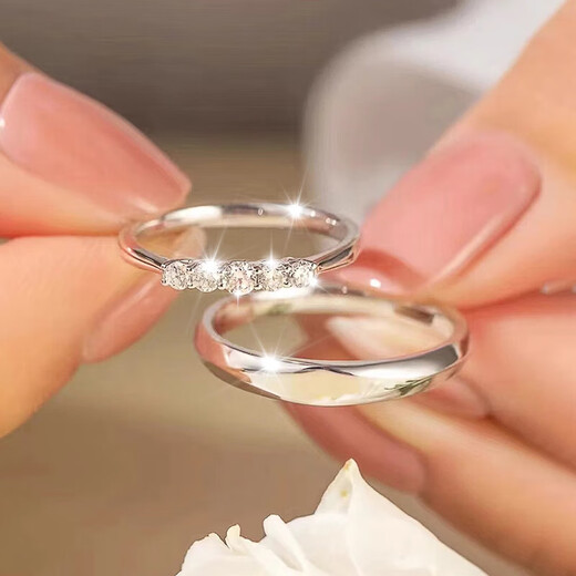 MZMZ Platinum Couple Ring pt950 Platinum Knot Engagement Fashion Ring Ring Valentine's Day Birthday Gift for Girlfriend Light Luxury-Cube Sugar Time Lover Ring