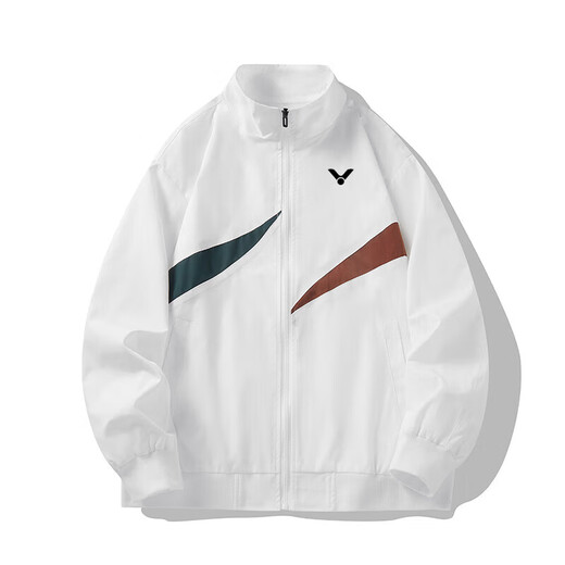 Victor Victory Badminton Ropa a prueba de viento Spring y otoño al aire libre Men and Women Sports and casual Stand Collar Chaqueta seca rápida White [V-9921] XL