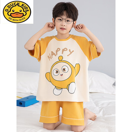 G.Duckkids Little Milk Dragon Детские пижамы мальчики с короткими рукавами с чистым хлопком лето-мультипликационные мультипликации среднего размера детская домашняя одежда для домашней одежды [чистый хлопок] 695 Маленький молоко-дракон 110 см размера 10 высота 103-113 Вес 38 38