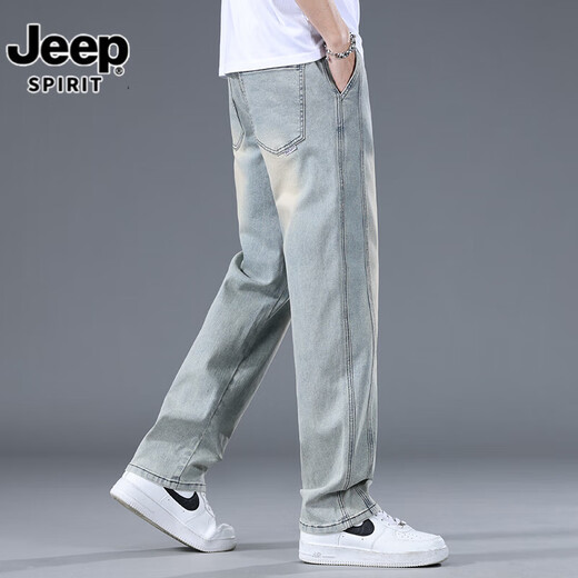 Jeep Spirit Jeep Jeep Herren breite Beine Sommer 2025 Neue Retro Trendy Marke Thin Style Lose geradlinige Freizeithosen Männer 9909 Retro Blue M Vorschläge [90-110jin [Jin entspricht 0,5 kg]]