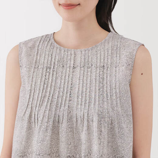 Impresión de madera de madera de Muji y camisa sin mangas teñidas para el chaleco para mujeres ropa de mujer de 25 años de algodón puro patrón de algodón puro XL (165/92a)