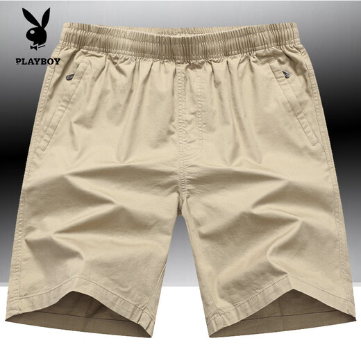花花公子（PLAYBOY）短裤男夏季宽松大码五分裤纯 棉马裤中年居家大裤衩沙滩裤时尚 HHGZ/9224军绿色 2XL 体重160-180斤