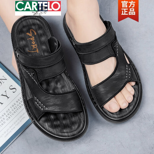 Cartelo Slippers NOUVELLE SANDAGES DE CUIR MENSEMENT MENSE MODE MODE MODIE DE SANDAGES MENSELS MENS SANSALS SANTOR SANTOPHERS MODE 9715 KAKI 38