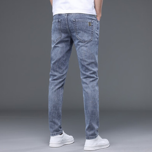 
Giordano (Giordano) broken code Hong Kong summer thin high-end jeans men's new style men's slim feet elastic casual trousers pajamas 1048 blue one size 28
