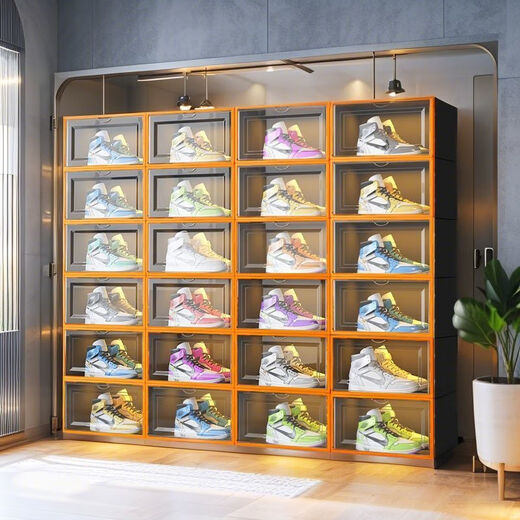 Raft core shoe cabinet transparent display cabinet side opening shoe box plastic internet celebrity shoe rack simple bedroom large capacity storage box dormitory proof transparent frame transparent model enlarged thickened side opening model 2 pcs