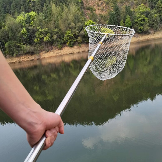 Yunlu stainless steel copy net 3 meters 4 meters 5 meters 6 meters telescopic pole set fishing net bag folding fishing copy net head fishing gear black nano net + white pole 1.8m