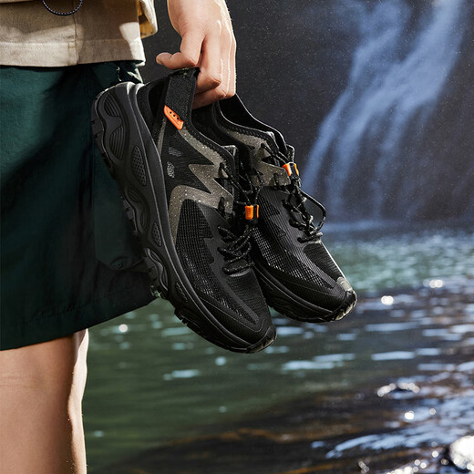 361 Grad Stream Tracing Schuhe Herren 2.0 Sandalen Herrenschuhe für sommerliche atmungsaktive Outdoor-Packungen ohne Schlupfwandercamping und watierende Sportschuhe Obsidian Schwarz/Rauch 42