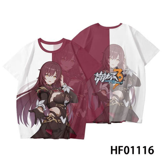 Xibaibeng 3T-shirt, summer short-sleeved, co-branded 3D printed trendy tops for primary and secondary school students and teenagers, Rosalia TXU4885 2XL, suitable for weight 125-140Jin [Jin equals 0.5 kg]