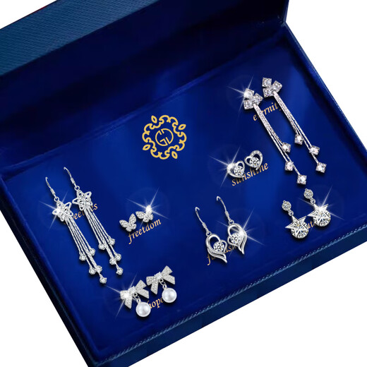 Dijing Weekly Silver Ohrringe Frauen Einfacher Ohrring-Set 2025 Neue High-End-Ohrringe Geburtstagsgeschenke für Freundin und Frau [Halskette + Wöchentliche Ohrringe] Set D699